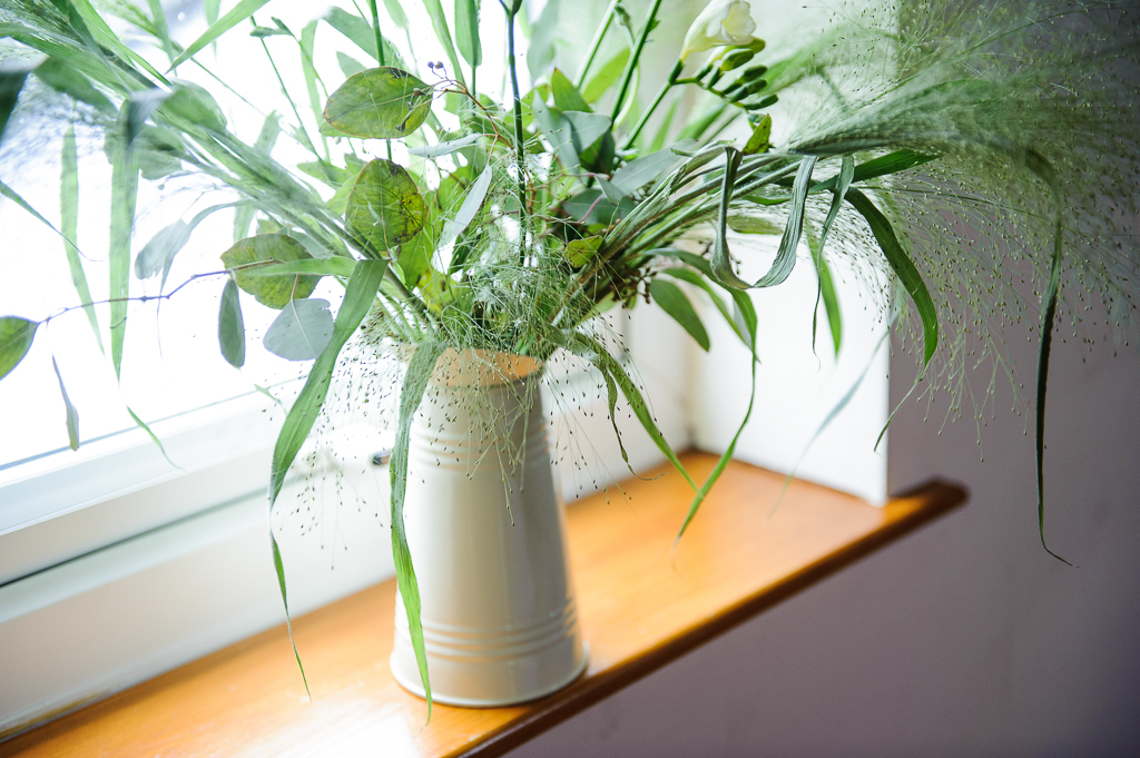 grass in white vase joshua bradley wedding