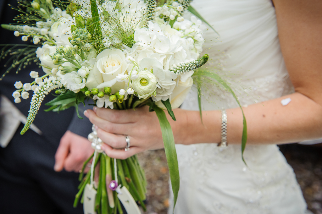 white wedding flower bouquet
