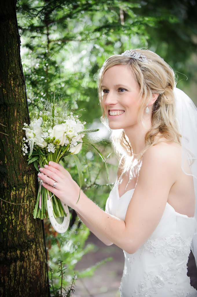 spring bride near tree