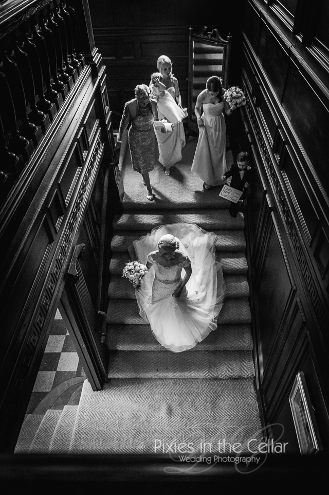 Eaves Hall wedding Bride arrival