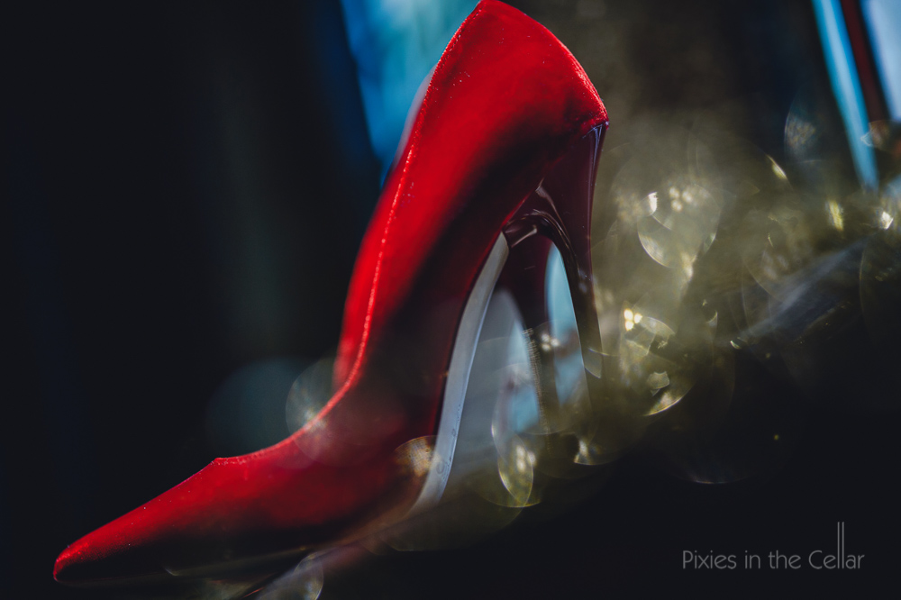 red velvet jimmy choo wedding shoes