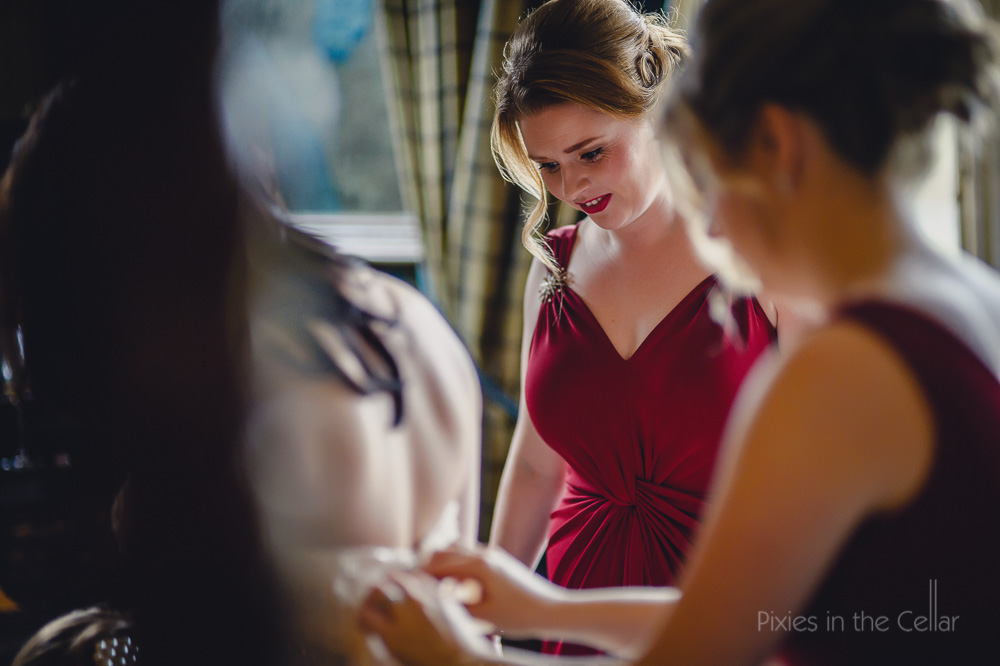 deep red bridesmaids dresses
