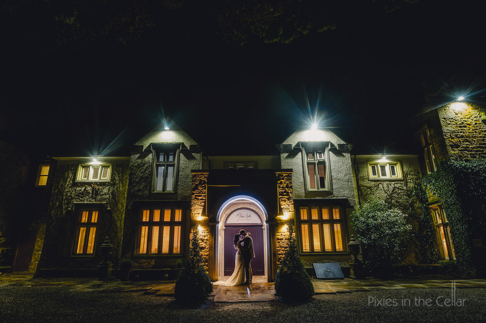 mitton hall winter wedding photography night time