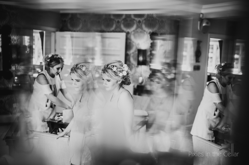 bridesmaids reflections black and white