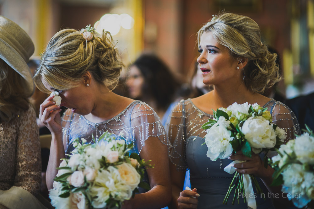 pale blue and beads bridesmaid dresses