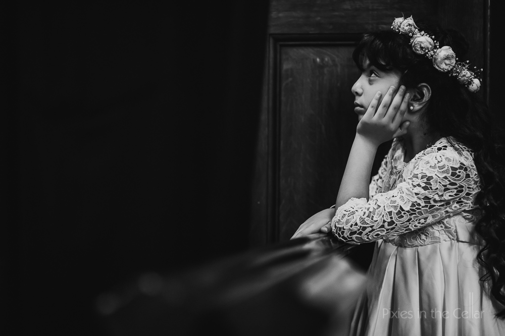 flower girl black and white