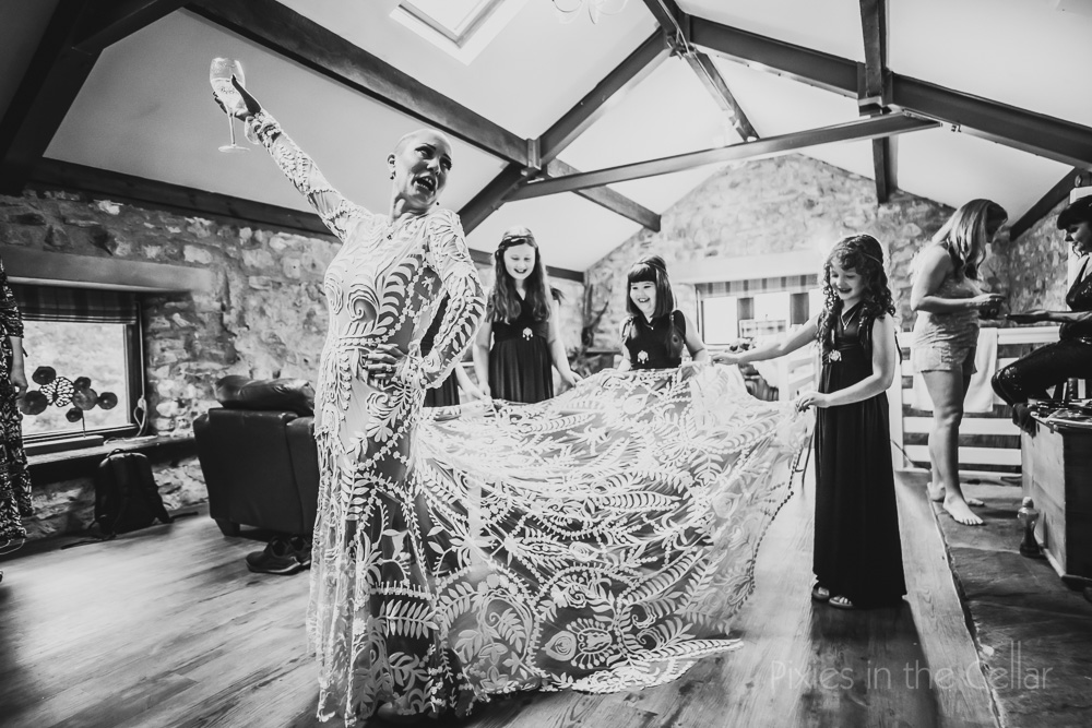 Flamboyant bride embroidered dress wedding photography 