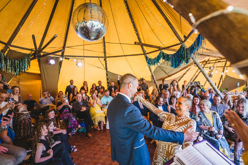 disco ball wedding ceremony tipi photographer from Manchester