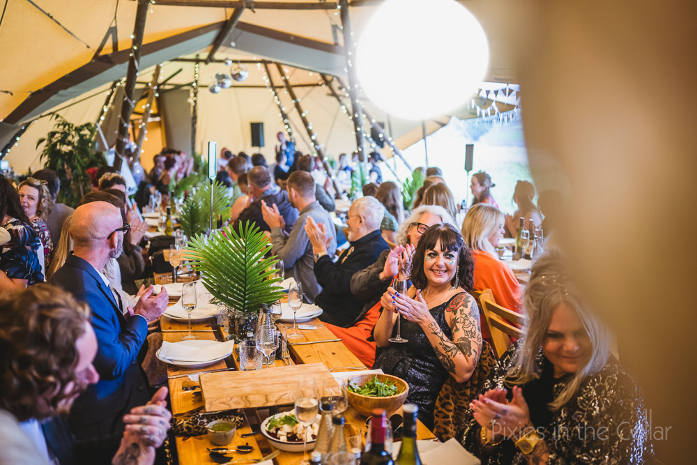 Tipi wedding speeches Kilnsey park wedding photography 