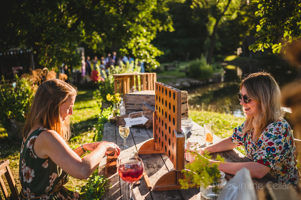 summer wedding connect four and gin evening outdoor vibe